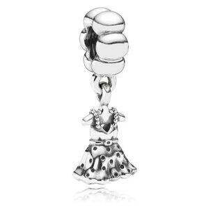 Authentic Pandora Silver Party Dress Dangling Charm, Retired